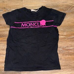 Moncler Black Tee with Pink Logo